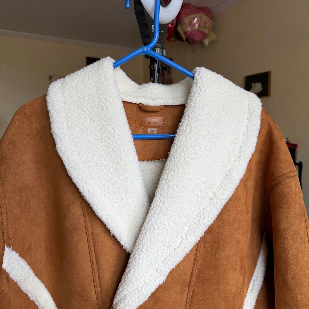 Mother The Brrly Coat Wash Staying In Size Large Brown White Warm Coat Luxury - Picture 11 of 16